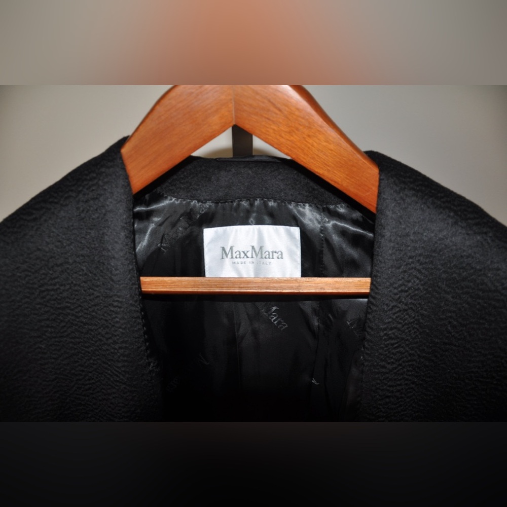 Max Mara Rialto 100% Camel Hair Black Short Hooded Coat Size 0 MSRP $3450 - Picture 11 of 12